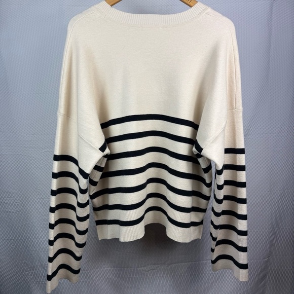 For The Republic Cream and Black Striped Crew Neck Sweater Size XXL - Picture 8 of 12